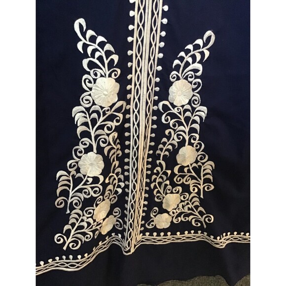 Vintage Daisy's Creations Dress Size 8 Maxi Embroidered Blue 60s Philippines - Picture 4 of 6